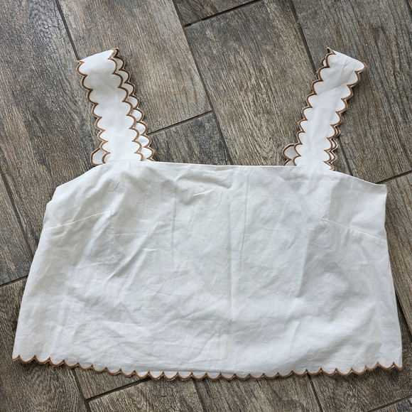 Tuckernuck Tops - Tuckernuck White Camisole with Scalloped Trim